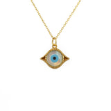 Collier doré oeil martelé en nacre