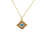 Collier doré oeil martelé en nacre