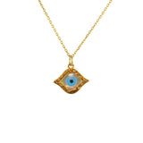 Collier doré oeil martelé en nacre