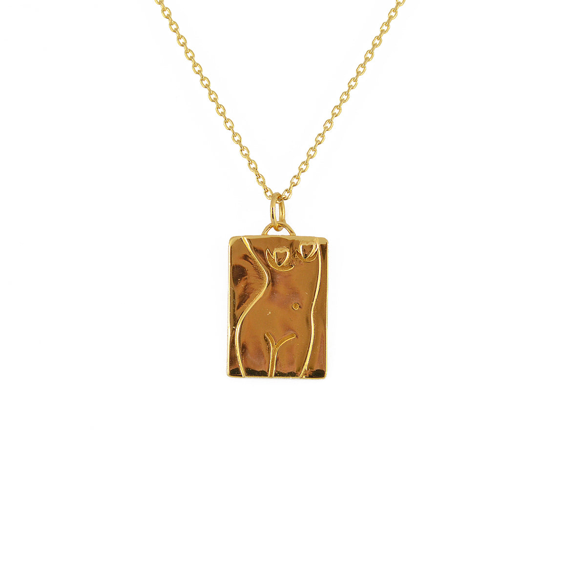 Collier plaque dorée corps de femme