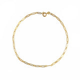 Bracelet de cheville doré maille forçat limée plate