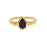 Bague dorée martelée avec goutte pierre - 50 / ONYX NOIRE