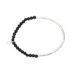 Bracelet semi rigide argent 925 martelé et perles onyx
