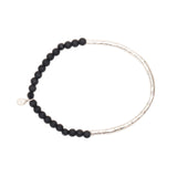 Bracelet semi rigide argent 925 martelé et perles onyx