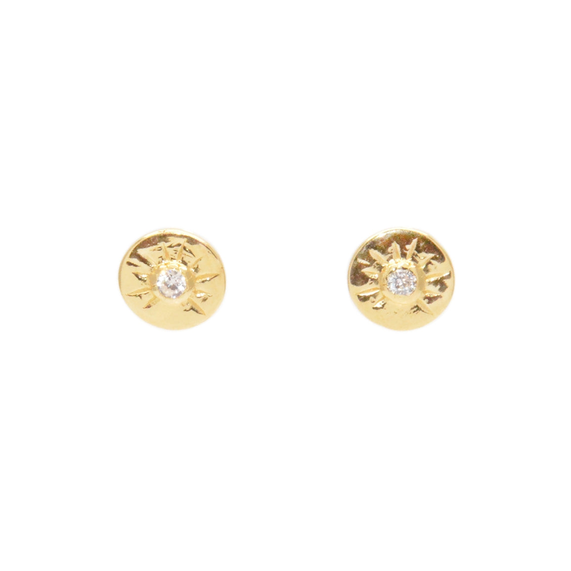Boucles d’oreilles dorées soleil et pierre