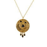 Collier doré médaille astres pierres et zircons - ONYX NOIRE