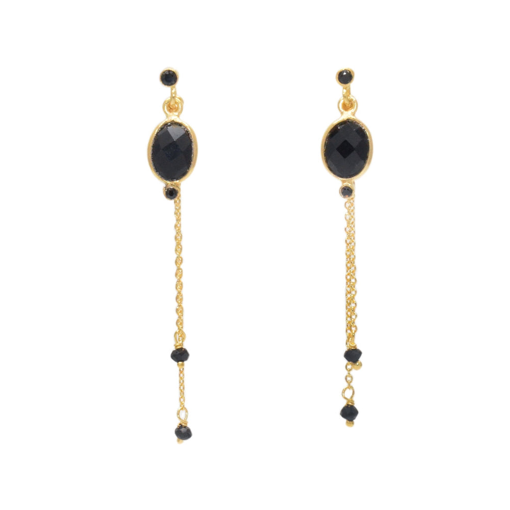 Boucles d’oreilles dorées pierre chaineS et zircons - ONYX