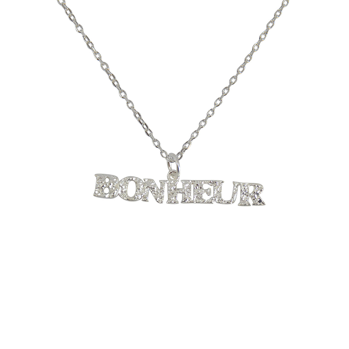 Collier argent 925 martelé bonheur