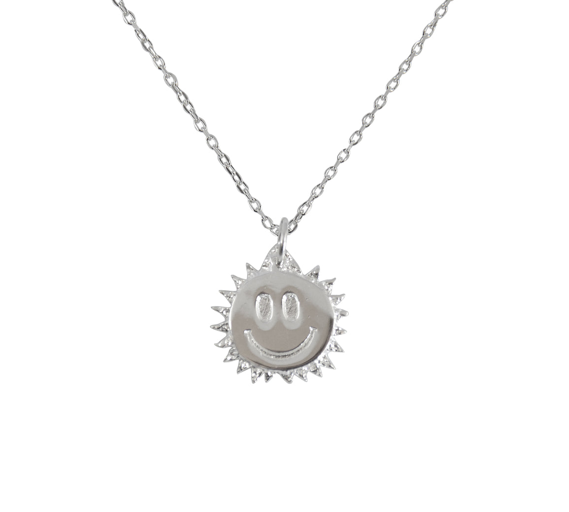 Collier argent 925 médaille soleil smile