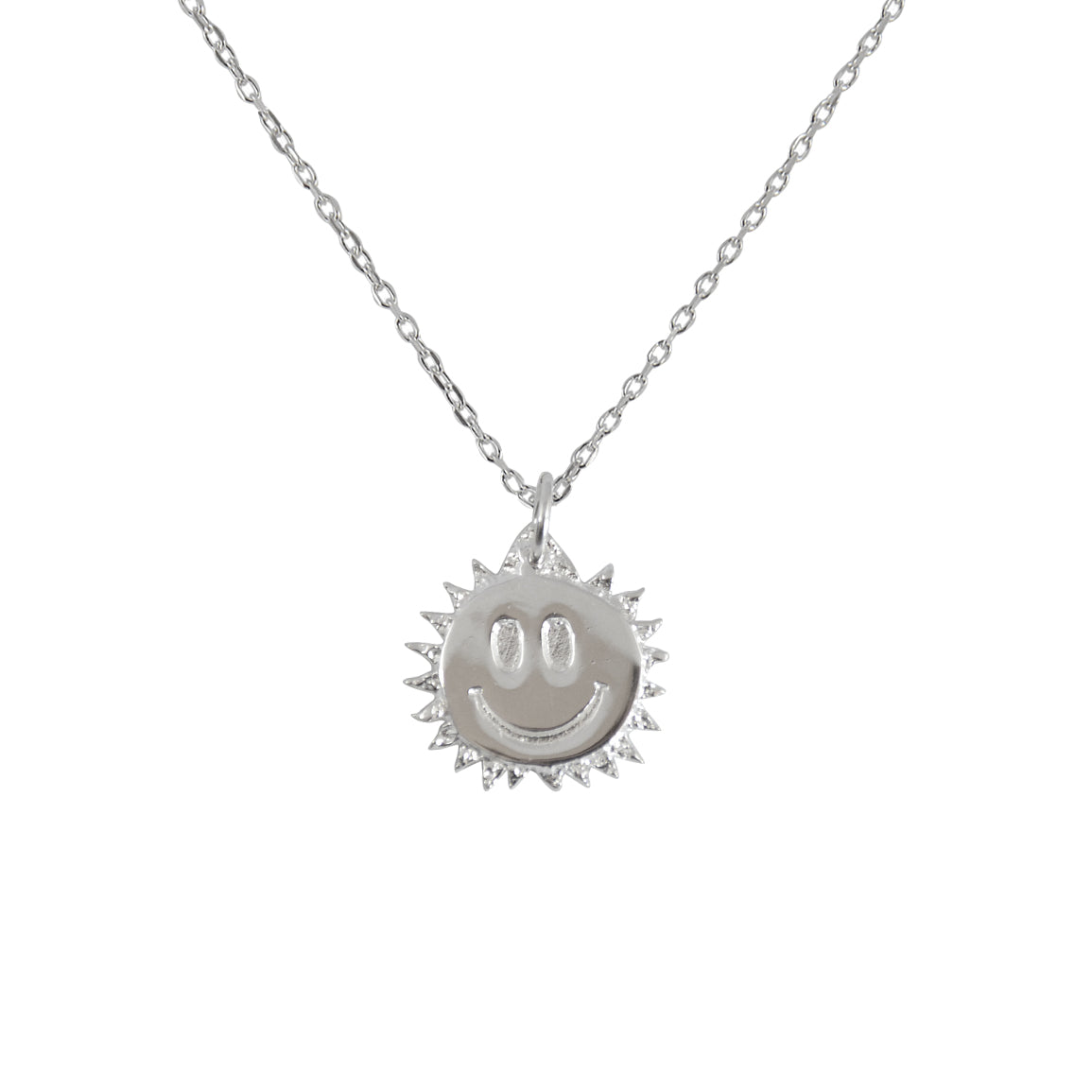 Collier argent 925 médaille soleil smile