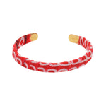 Bracelet jonc laiton tissu Wax coloré - ROUGE & BLANC