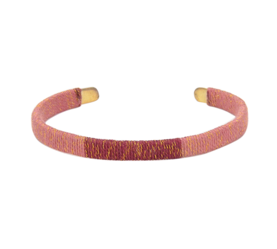 Bracelet jonc tressé - BORDEAU
