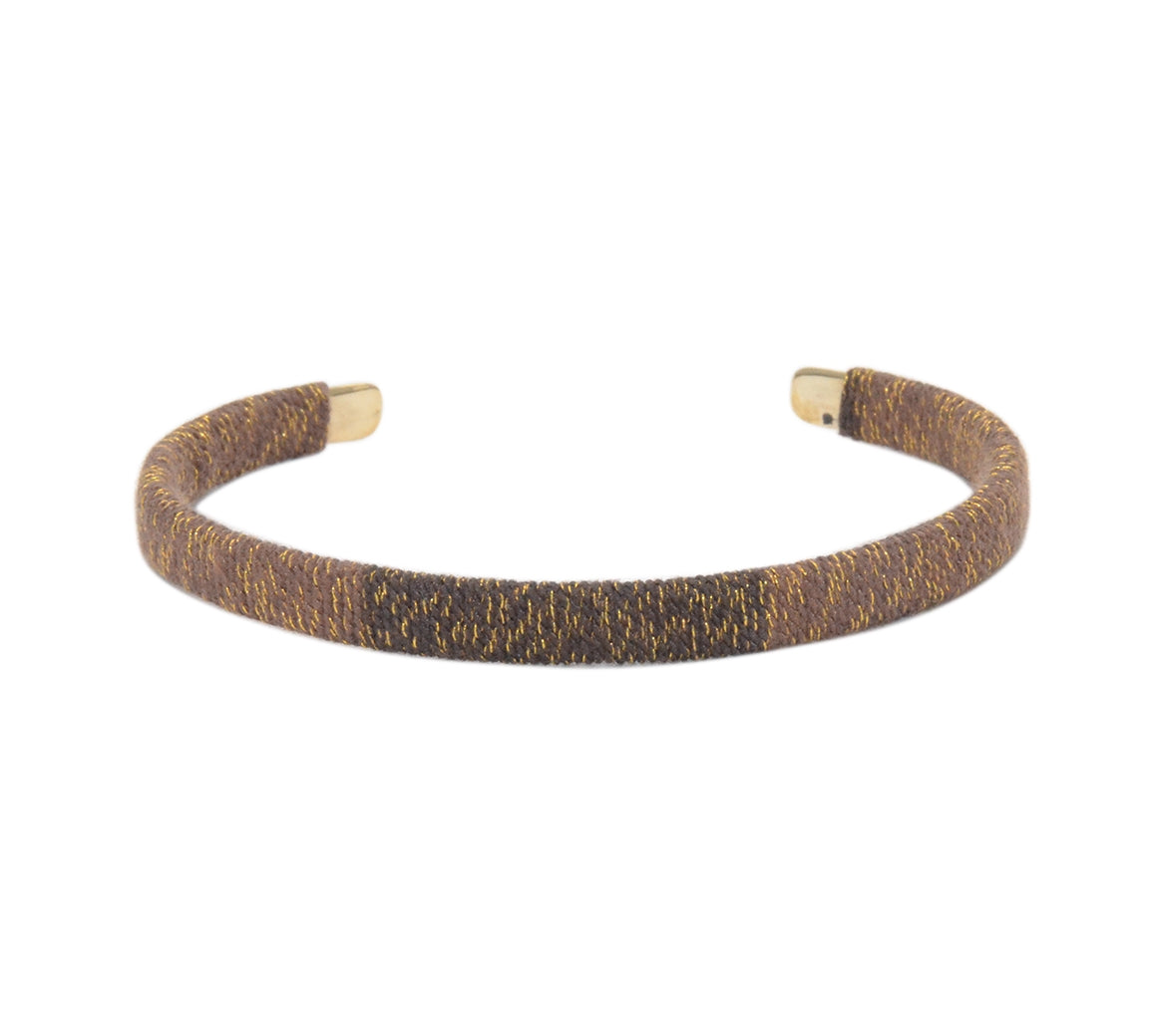 Bracelet jonc tressé - CHOCOLAT