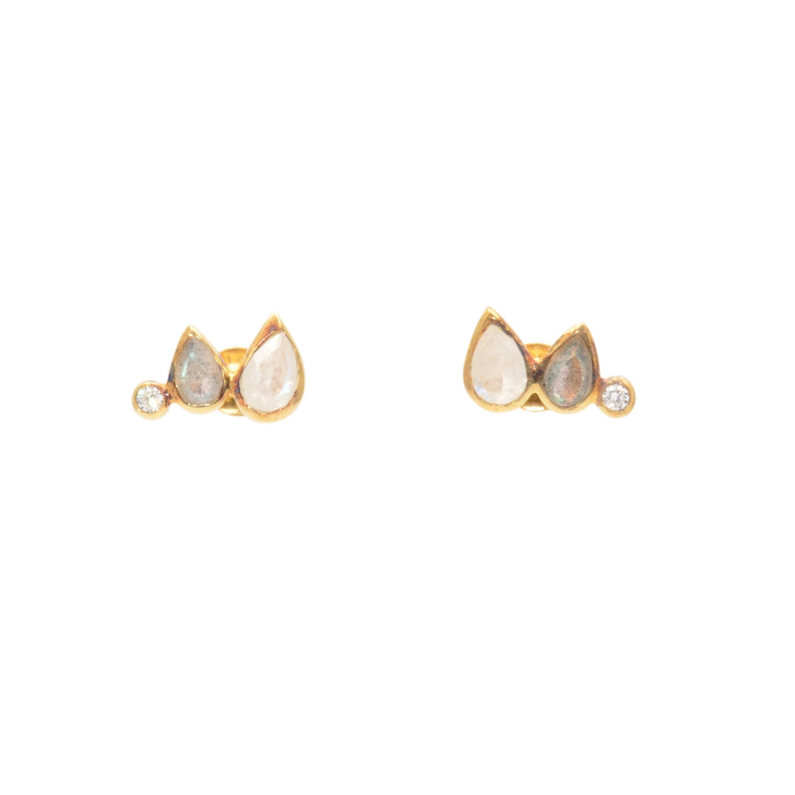 Boucles dorées et pierres gouttes - LABRADORITE - PIERRE DE