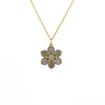 Collier doré fleur en pierre naturelle - LABRADORITE