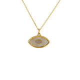 Collier doré oeil ovale en pierre naturelle - PIERRE DE LUNE