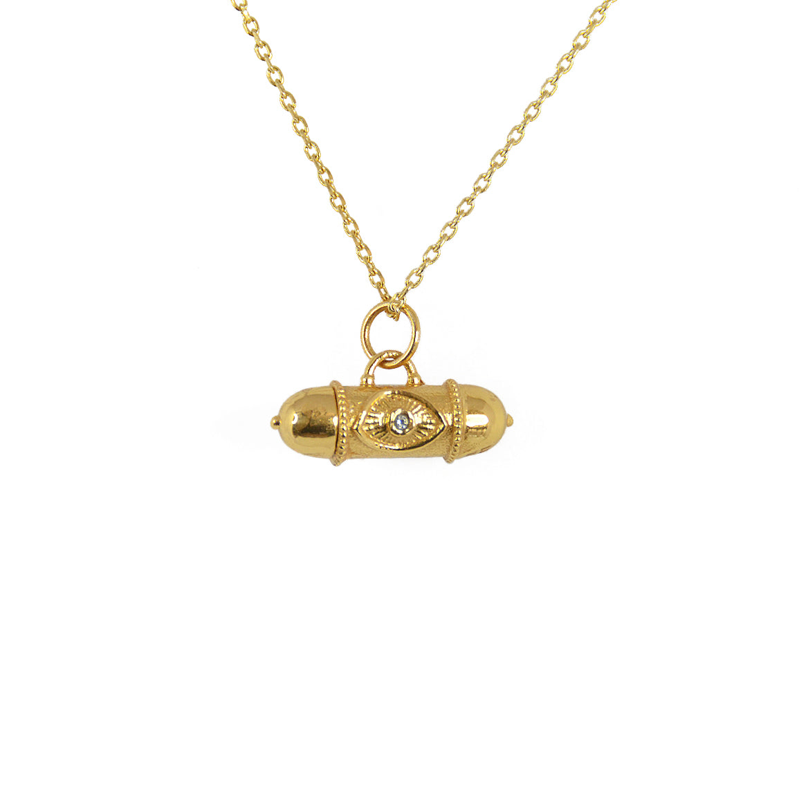 Collier doré talisman oeil soleil et pierre