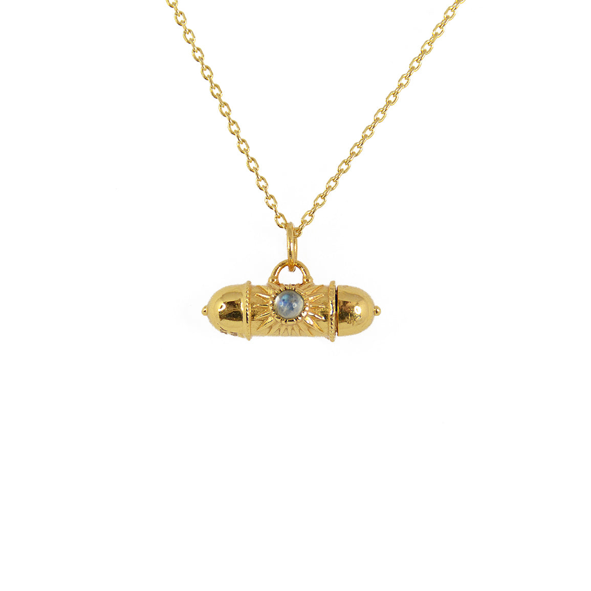 Collier doré talisman oeil soleil et pierre - PIERRE DE LUNE