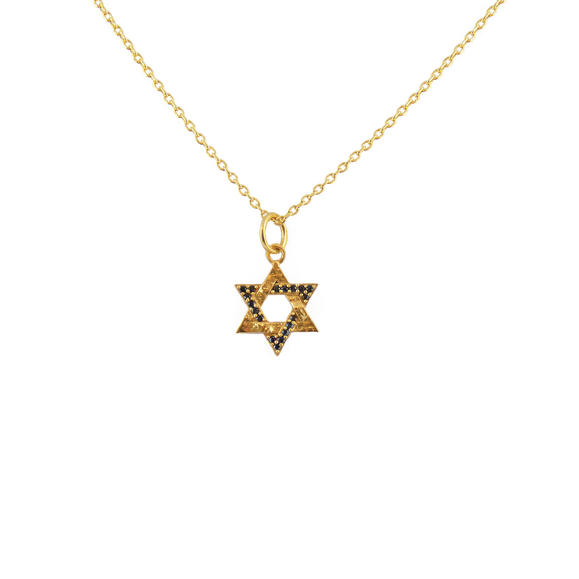 Collier etoile de david dorée et zircons - ZIRCONS NOIRS