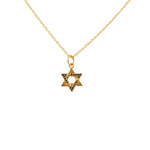 Collier etoile de david dorée et zircons - ZIRCONS NOIRS