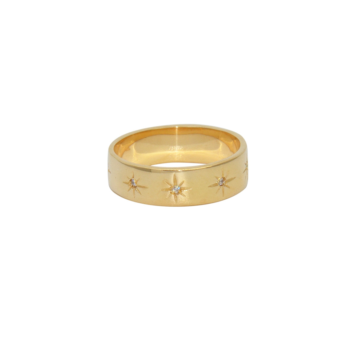 Bague anneau étoile dorée à l’or fin 18k - Bagues