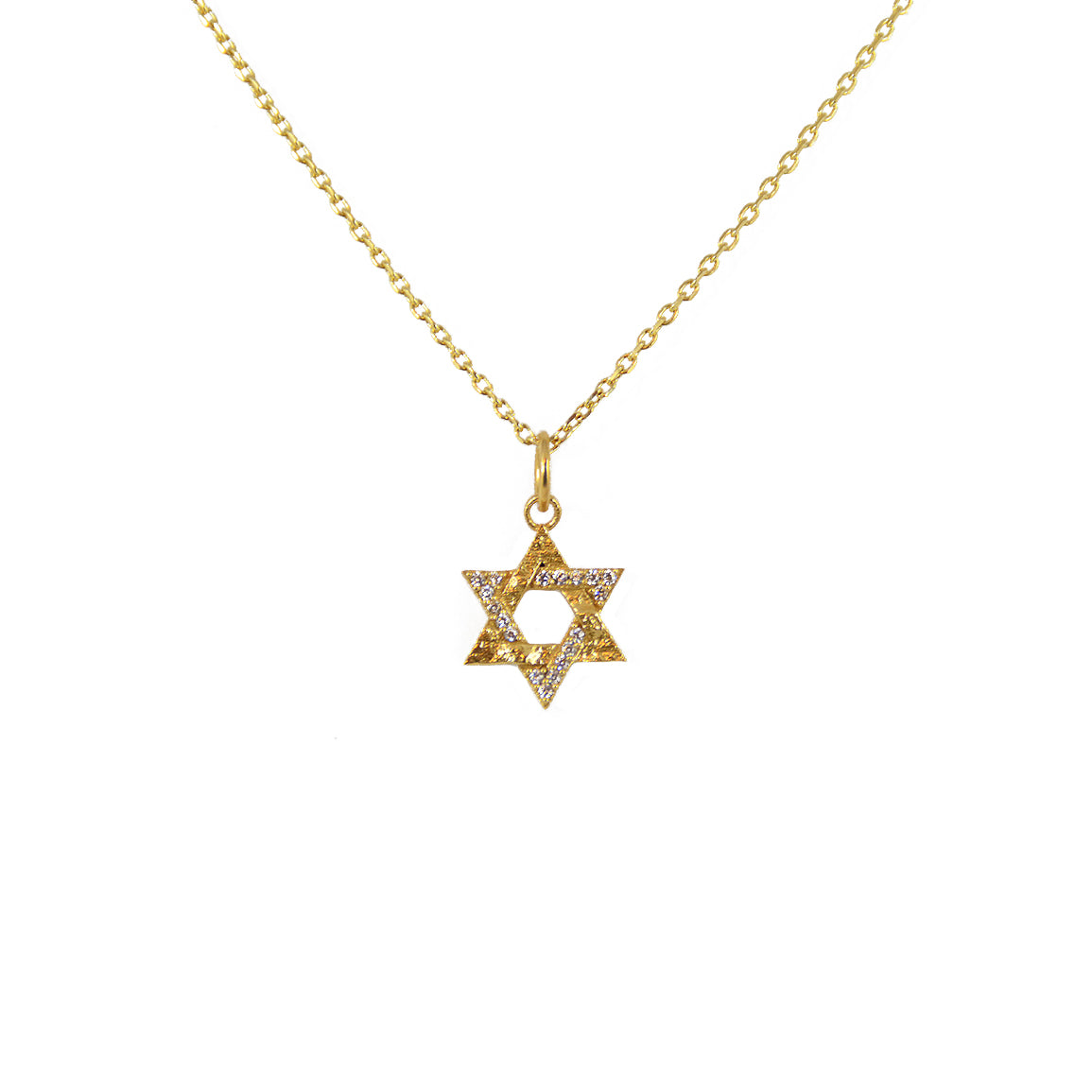 Collier etoile de david dorée et zircons - ZIRCONS BLANCS