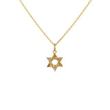 Collier etoile de david dorée et zircons - ZIRCONS BLANCS