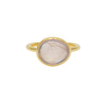 Bague dorée et pierre - 50 / QUARTZ ROSE