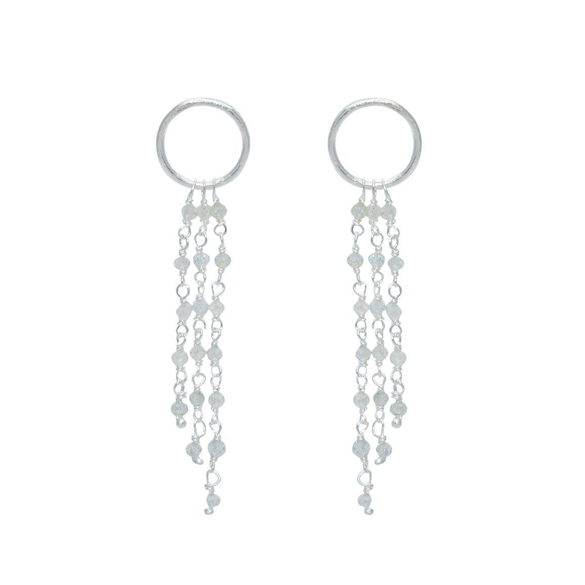 Boucles d’oreilles argent 925 et cascades de pierres -
