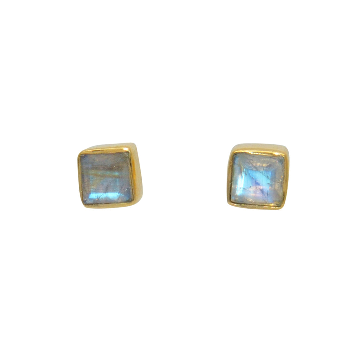 Boucles dorées et pierre carrée - PIERRE DE LUNE