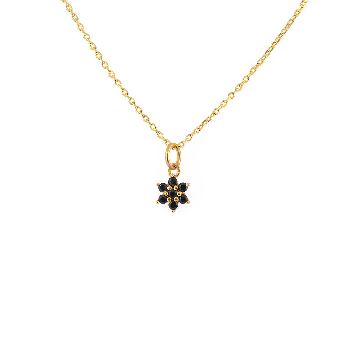 Collier doré petite fleur zircons - ZIRCONS NOIRS