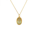 Collier doré scarabée pierre bombée - PREHNITE