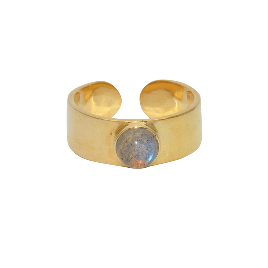 Bague ouverte dorée et pierre - 50 / LABRADORITE