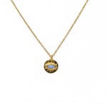 Collier doré médaille ronde oeil et pierre - LABRADORITE -