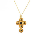 Collier doré croix et pierres - ONYX NOIRE