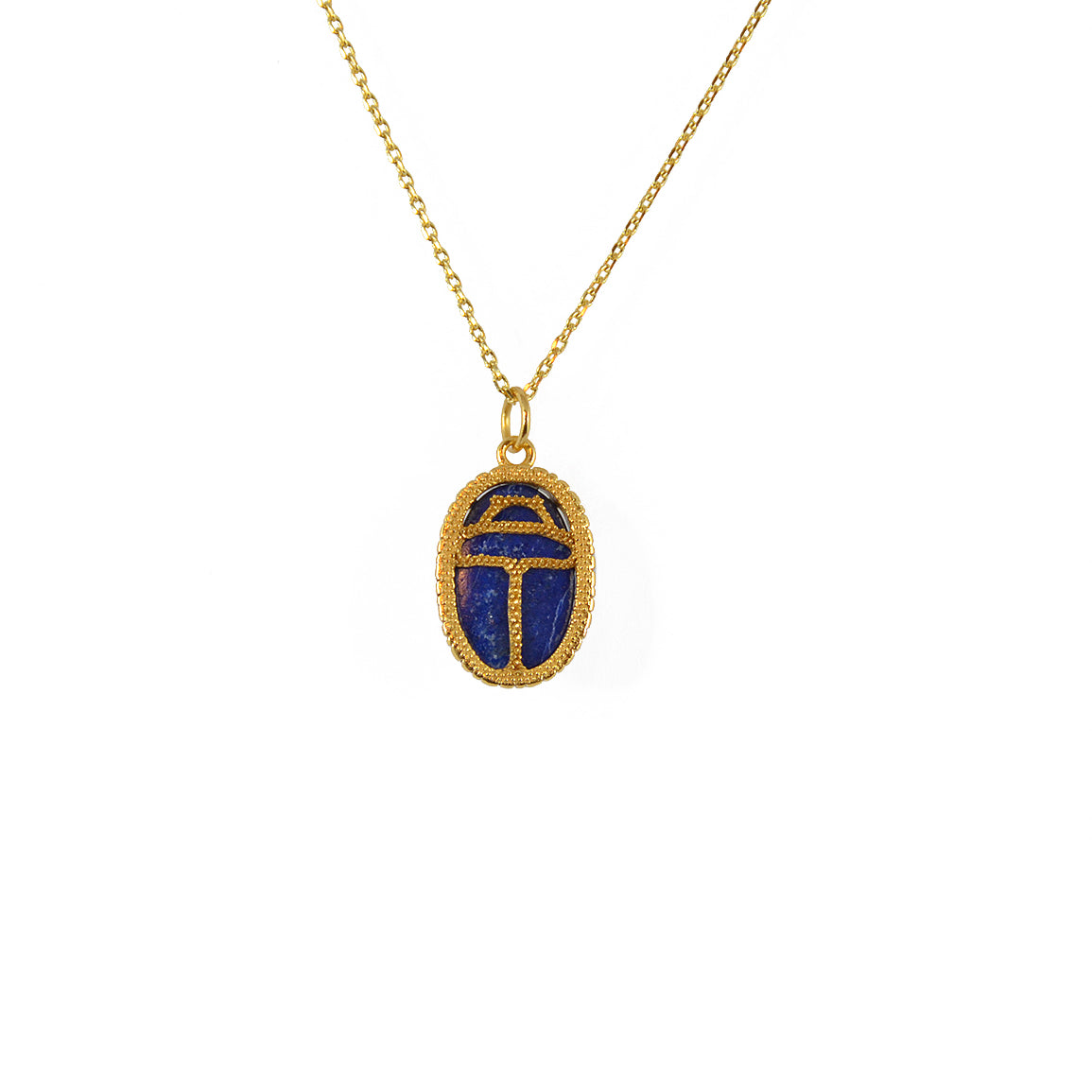 Collier doré scarabée pierre bombée - LAPIS