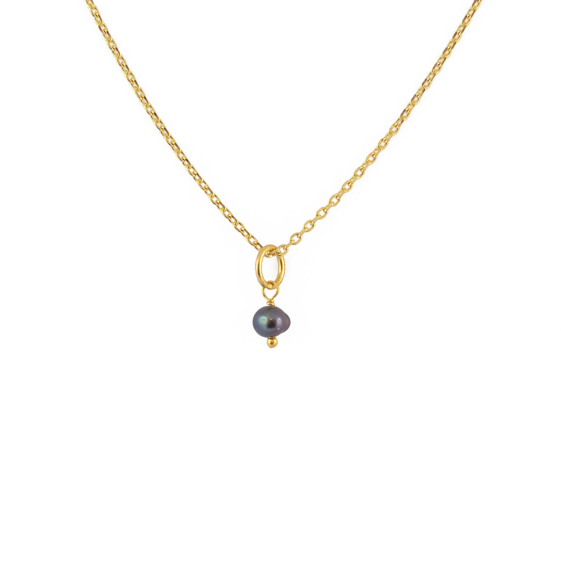 Collier doré petite perle de culture noire