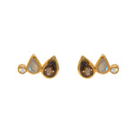 Boucles dorées et pierres gouttes - LABRADORITE - QUARTZ