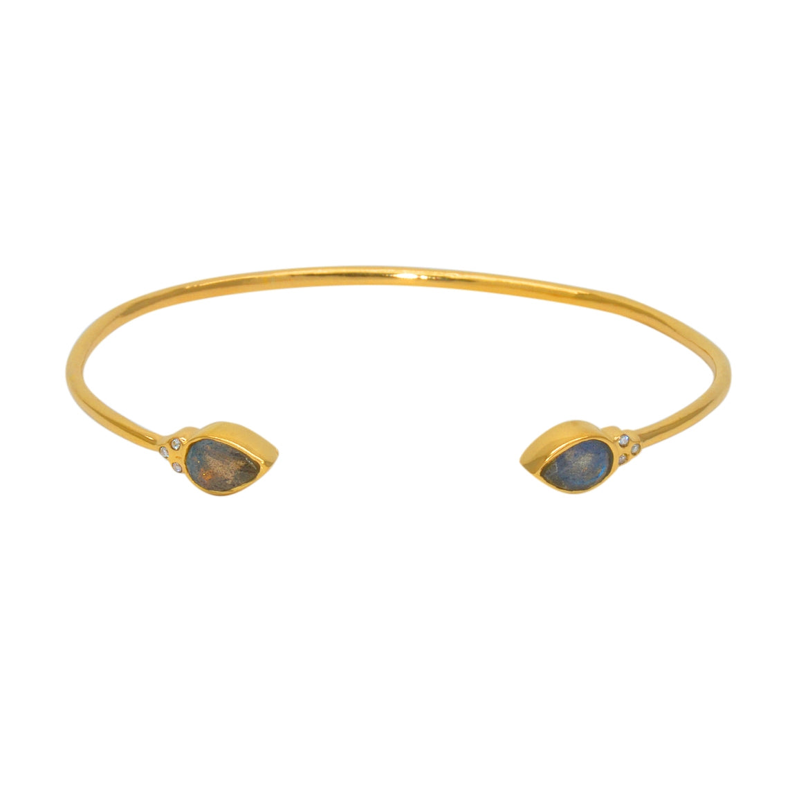 Jonc ouvert doré pierres goutte et zircons - LABRADORITE