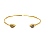 Jonc ouvert doré pierres goutte et zircons - LABRADORITE