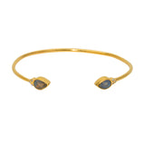 Jonc ouvert doré pierres goutte et zircons - LABRADORITE