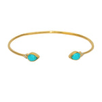 Jonc ouvert doré pierres goutte et zircons - TURQUOISE