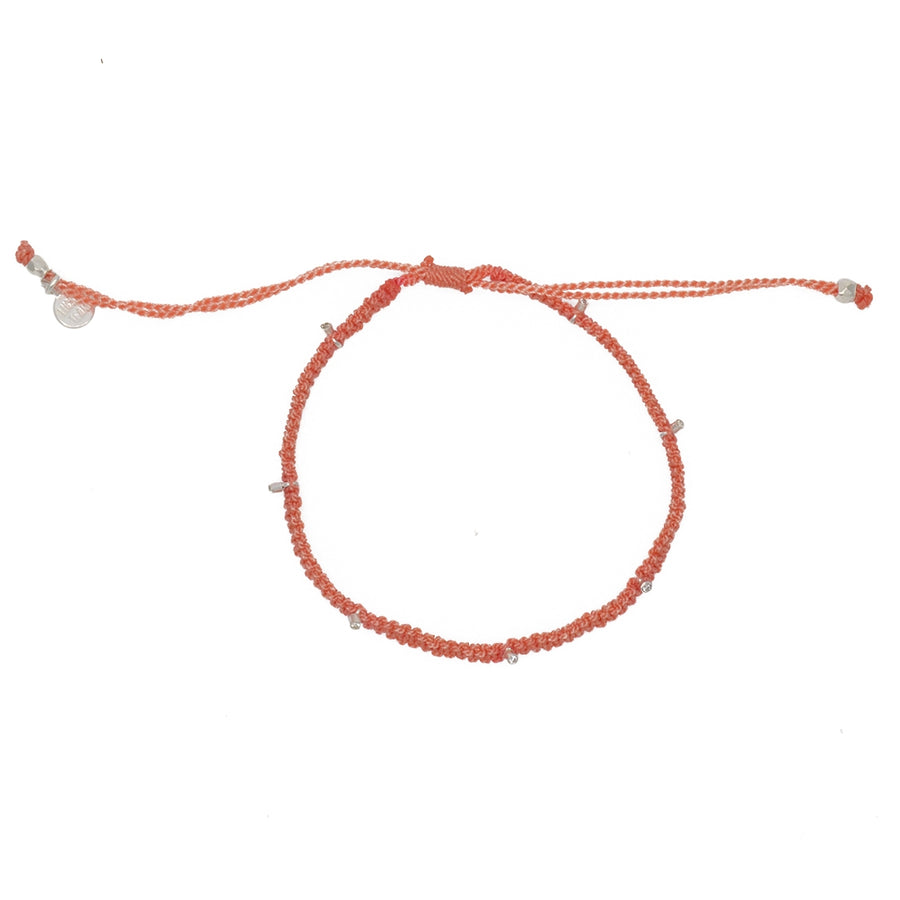Bracelet cordon corail et perles argent 925 et zircons
