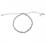 Bracelet cordon gris clair et perles argent 925 et zircons