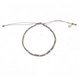 Bracelet cordon gris clair et perles argent 925 et zircons