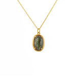 Collier doré scarabée pierre bombée