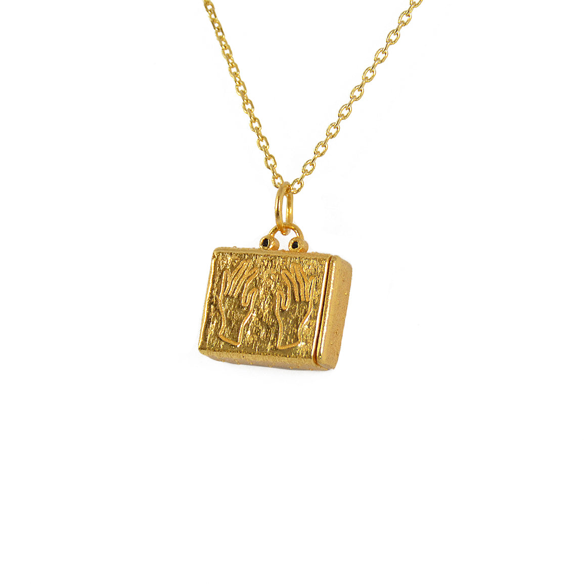 Collier doré boite mains et zircons
