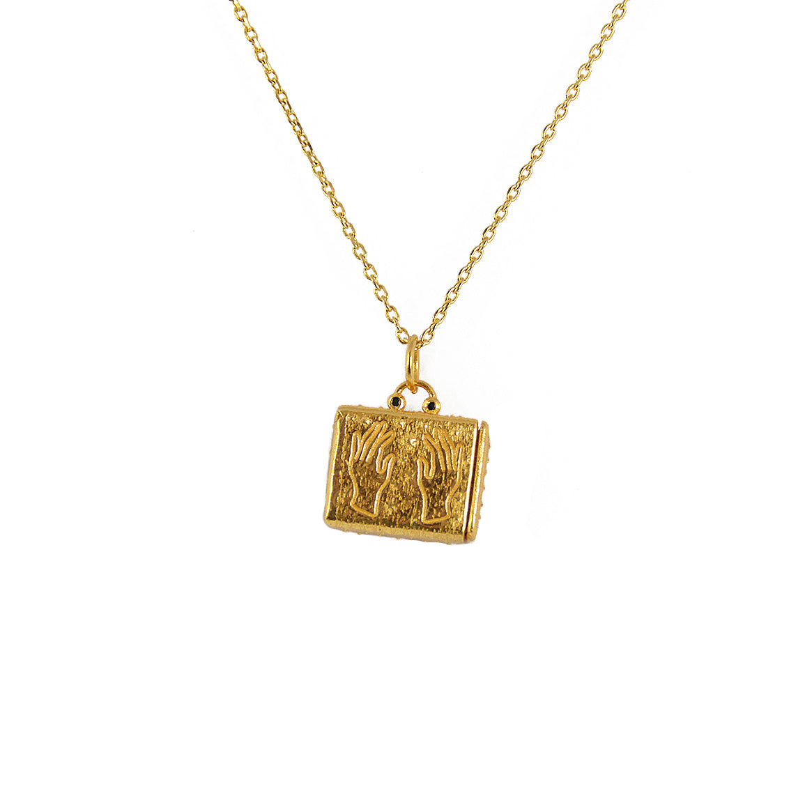 Collier doré boite mains et zircons - ZIRCONS NOIRS