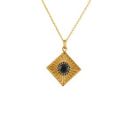 Collier doré carré pierre et zircons - ONYX NOIRE