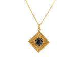 Collier doré carré pierre et zircons - ONYX NOIRE
